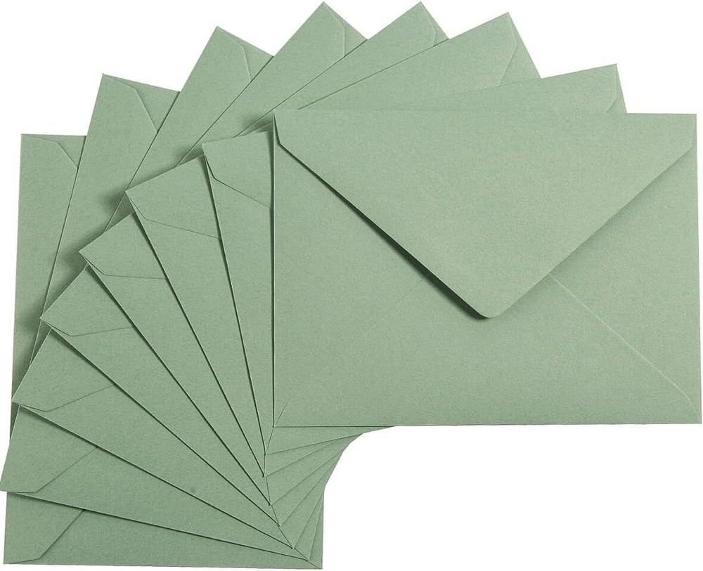 50 Pieces Sage-Green A7 Envelopes Greeting Card 5.24 x 7.24