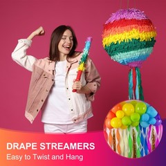 3Roll 1.8″x72FT Crepe Paper Streamers Decorations Bright Purple/Purple/Silver