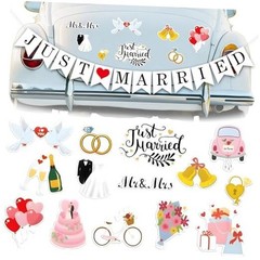 , Just Married Car Magnets – Pack of 15 | Just Married Banner for Multi Color