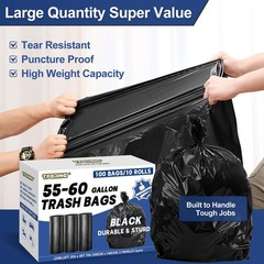 55-60 Gallon Trash Bags Heavy Duty 2.1 Mil – 39»x55» 100 Count Extra Thick …