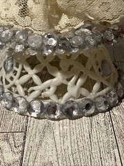 Vintage Bride Groom Wedding Topper Cherubs Arch Lace Flowers Stand 1950s 60s