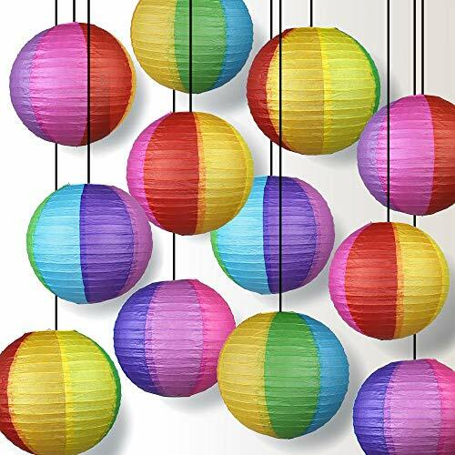 Quasimoon 14″ Multi-Color Paper Lantern, Even Ribbing, Hanging Decoration by …