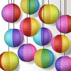 Quasimoon 14″ Multi-Color Paper Lantern, Even Ribbing, Hanging Decoration by …
