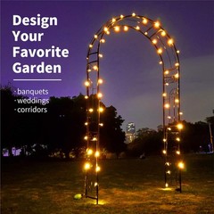 SCENDOR Metal Pergola Arbor, 95.3″ H x 45″ W Garden Wedding Arch Curved Black
