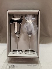 Studio His & Hers Wedding Toasting Glasses Set of 2 Clear/Black/White Hand Wash