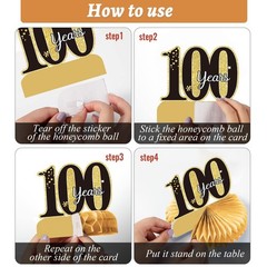 9 Pieces 100th Birthday decorations birthday Black, Gold, White, Pink