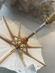 Miniature Umbrella Imperial Elegance Wood/Cotton Set Of 12 Shower Wedding Decor