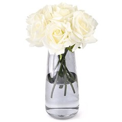 Fake Flowers, Faux Silk Real Touch Artificial Rose Flowers for Decoration