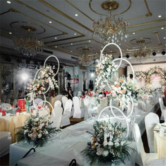 2pcs Half Moon White Metal Wedding Flower Display Frame Arch Backdrop Stand Deco