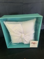 White Satin Bowknot Ring Bearer Pillow Cushion Ceremony Wedding