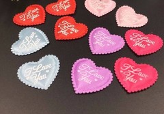 Pkg of 200 Satiny Fabric I LOVE YOU Hearts 1.5″ Bed Confetti Decorations #10