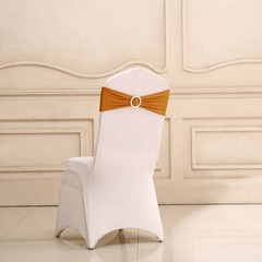 10 Gold Spandex CHAIR SASHES with Silver Round Buckles Wedding Decorations