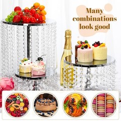 Bokon 6 Pcs Crystal Cake Stand Round Dessert Cupcake Holder Metal Stand Table