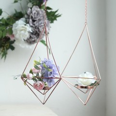 2 pcs Geometric Tealight Candle Holders Metal Lanterns Wedding Home Decorations