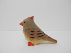 Cardinal Bird Cake Topper Bride Groom Love Wedding Engagement Carved Wood Statue