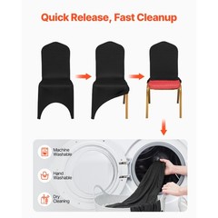 VEVOR 50 PCS Black Chair Covers Polyester Spandex Stretch Wedding Party Banquet