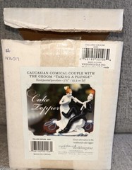 Porcelain Ceramic Wedding Cake Topper Bride Groom Funny Comical Reception Decor