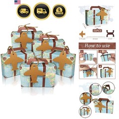 50Pcs Party Favor Candy Box, World Map Mini Suitcase Favor Box, Vintage Kraft…