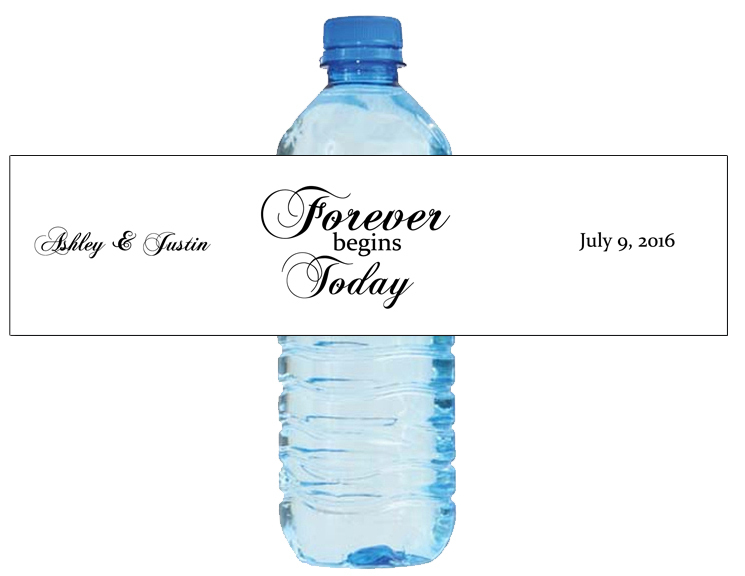 100 Forever Begins Today Wedding Birthday Party Water Bottle Labels