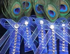 Peacock Feather , Groom Groomsmen CORSAGE Quinceañera Favors