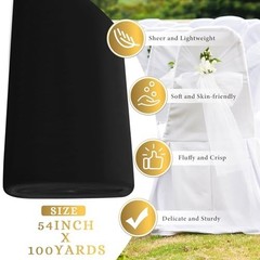 Black Tulle Fabric Roll 54in x 100Yds for Wedding Party DIY Craft Decor