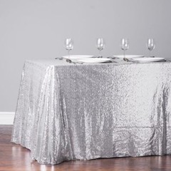 90 x 132″ rectangular Sequin Sparkly Tablecloth Table Cover 4 COLORS WEDDING