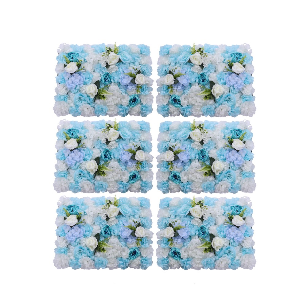 6pcs Blue White Peony Rose Flower Wall Panels 60 × 40 cm Wedding Backdrop