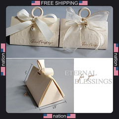 ZJSXINDI 15 Pcs Favor Boxes Gift Wrap Boxes Pale Beige Gift Box 5″x 3″ For
