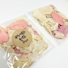 Pink, Lilac, Blue Ivory Dried Biodegradable Wedding Confetti Petal Bags Packets