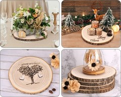 Large Wood Slices 4 Pcs 12-14 Inches Wood Rounds Natural Wood Slices for Cent…
