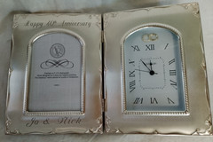40 Wedding anniversary photo frame and clock ,engraved name JO & NICK BY THINGS