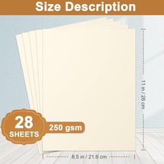 Silunkia 28 Sheets Cream Cardstock 8.5 x 11 Off White Paper, 28 Sheets,