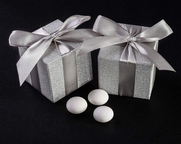24ct Party Favor Silver 2″ Gift Box Wedding Anniversary Baby Shower Bridal Bag