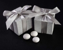 24ct Party Favor Silver 2″ Gift Box Wedding Anniversary Baby Shower Bridal Bag