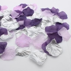 900PCS Purple Lavender Silver Silk Rose Petal Violet Lilac Silver Artificial