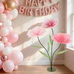 Pink Wedding Artificial Flower Decoration Stand With Base For Wedding Birthday
