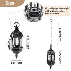2 Pcs Hanging Candle Lantern Moroccan Chandelier Retro 2pcs, Black