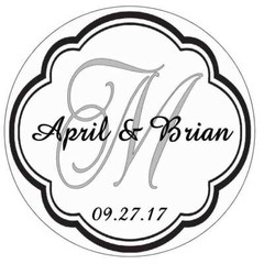 BLACK MONOGRAM WEDDING BRIDAL SHOWER TAGS LABELS STICKERS FOR YOUR FAVORS ~