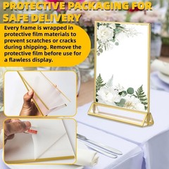 24 Pack – 4″x6″ Gold Acrylic Picture Frames – Gold Border, Double Sided Holders