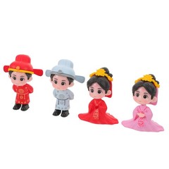 4Pcs Reusable Bride and Groom Figurines Wedding Cake Toppers Assorted Color