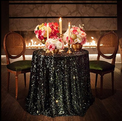 Black Glitter Sequin Tablecloth Birthday Party Wedding Cake Table Cover Decor