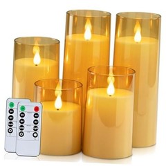 Flickering Flameless Candles, Battery Operated Acrylic LED Pillar Amber