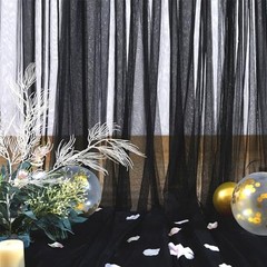 Tulle Backdrop Curtain for Parties 10ft x 8ft Sheer Photo 10 ft X 8 ft Black