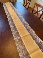 Table Runner, Burlap and Lace Natural Jute, for Country Weddings & Parties