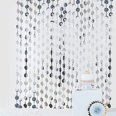 Metallic Silver Round 3×6.5 feet Foil Tassels Fringe Backdrop 6 feet,