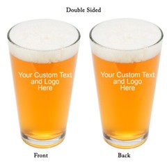DOUBLE SIDED ANY TEXT Customized Engraved Pint Glasses for Beer, 16 oz Stein New