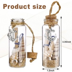 Qunclay 6 Pcs Coastal Beach Ornaments Nautical Glass Message Bottle Clear