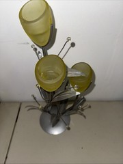 Elegant Art Nouveau THREE (3) AMBER LILIES TEALIGHT HOLDER 15” Tall