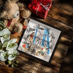 Honeymoon Fund Box, Wedding Money Box with Slot, Wooden Wildflowers Black