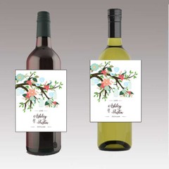 12 Flower Trees & Mason Jars Wine / Beer Bottle Labels Wedding Bridal Shower